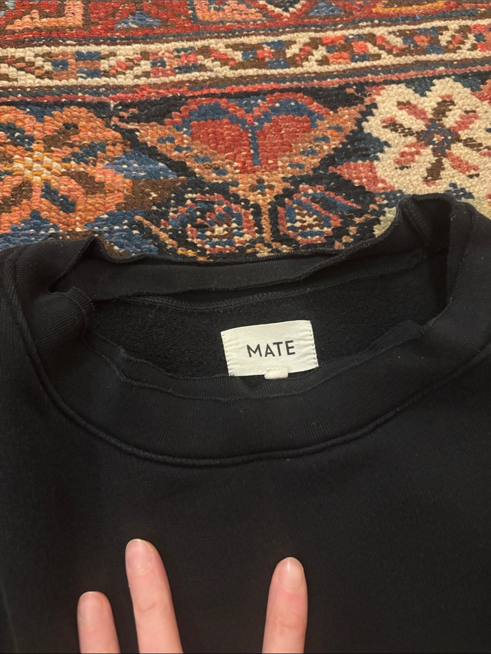 Mate the Label black sweatshirt, double raw hem neckline - Picture 3 of 3